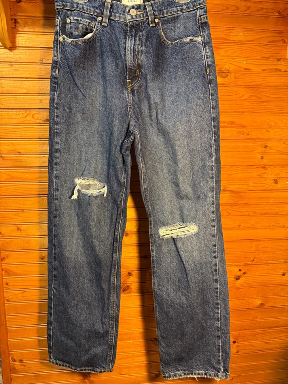 BDG urban outfitters Straight Distressed Denim coyboy Jeans - Blue Wash
